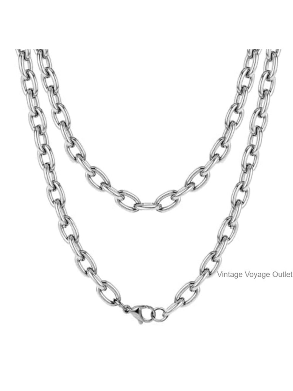 Chunky Stainless Steel Cable Chain Necklace 22in Lobster Clasp